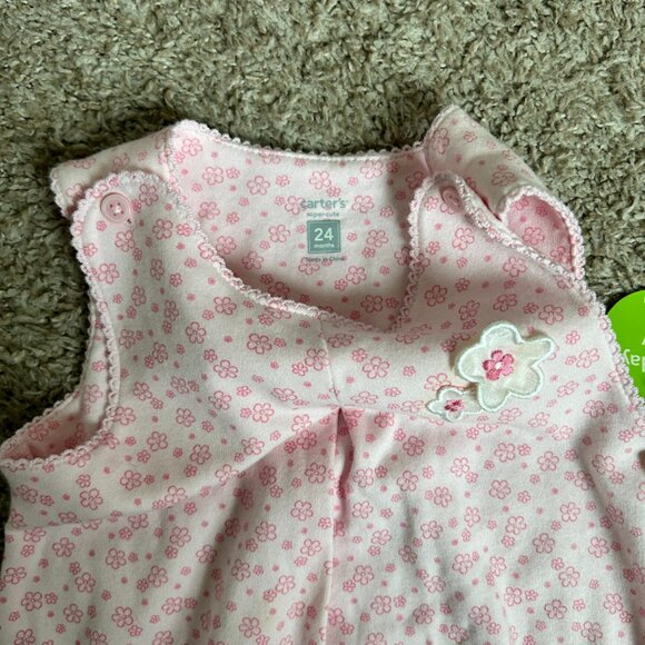 NWT I Carter's Pink Romper with Floral Print I Size 24M - Picture 3 of 4